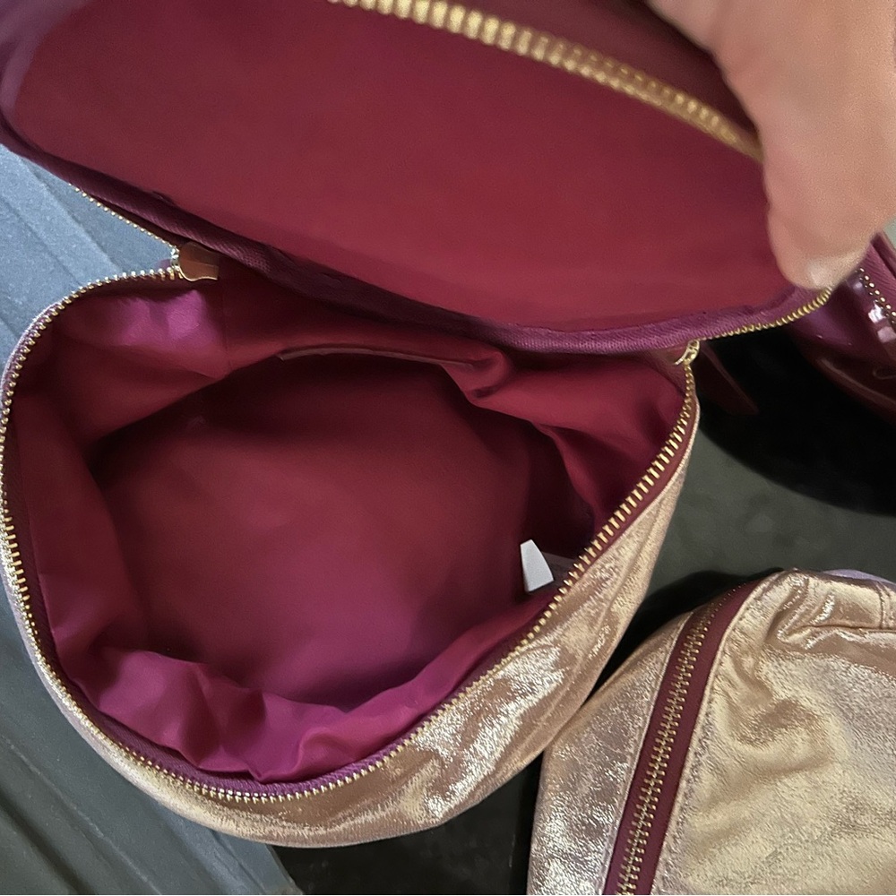 Transparent PVC Shine Pink/Burgundy  Glitter 5 Piece Toiletry Bag Pouch Set - Picture 3 of 5